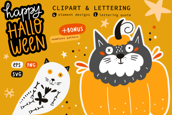 Cat Clipart Halloween Svg for Embroidery Projects
