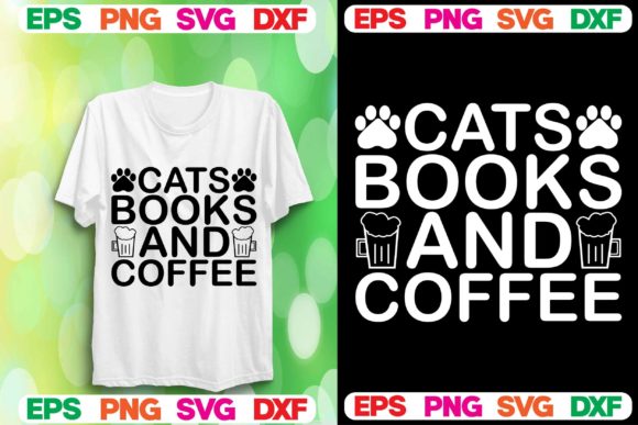 Cat SVG Design: Cats Books and Coffee