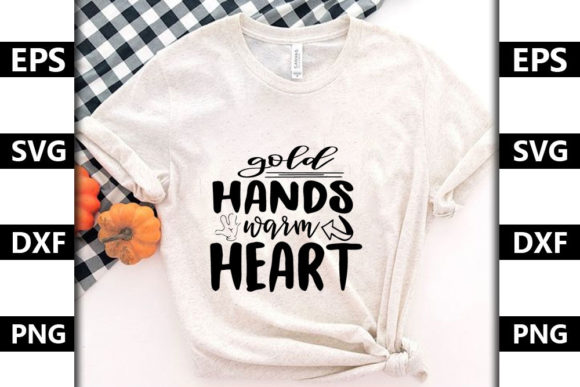 Cat Svg Design with Gold Hands and Warm Heart